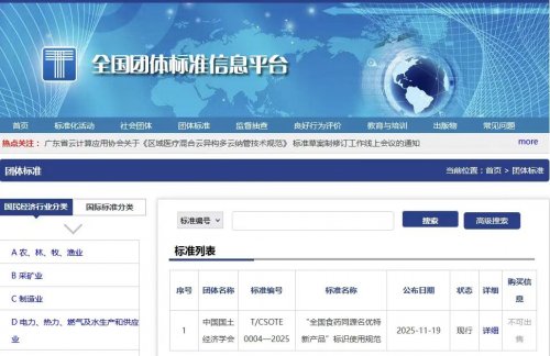《“全国食药同源名优特新产品”标识使用规范》团体标准正式发布实施,团标正式开通申报!